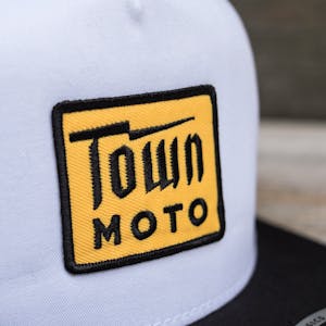 Town Moto Bolt Logo Mesh Hat - Black & White - Yellow Patch