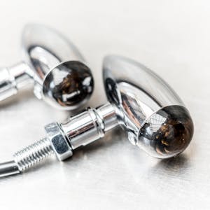 Long Bullet Style LED Turn Signals - Chrome/Smoke Lens